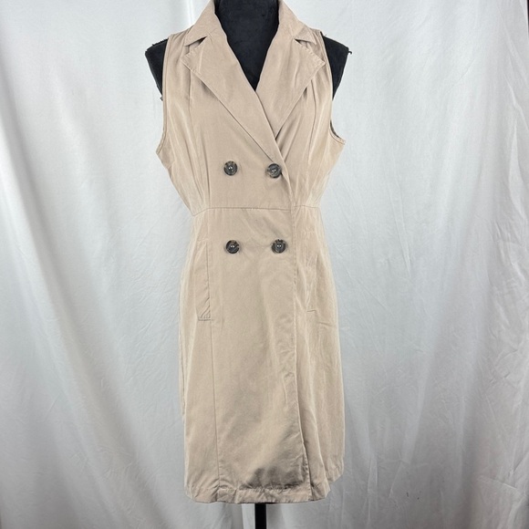 Love Tree Dresses & Skirts - Love Tree Tan Double-Breasted Sleeveless Trench Coat